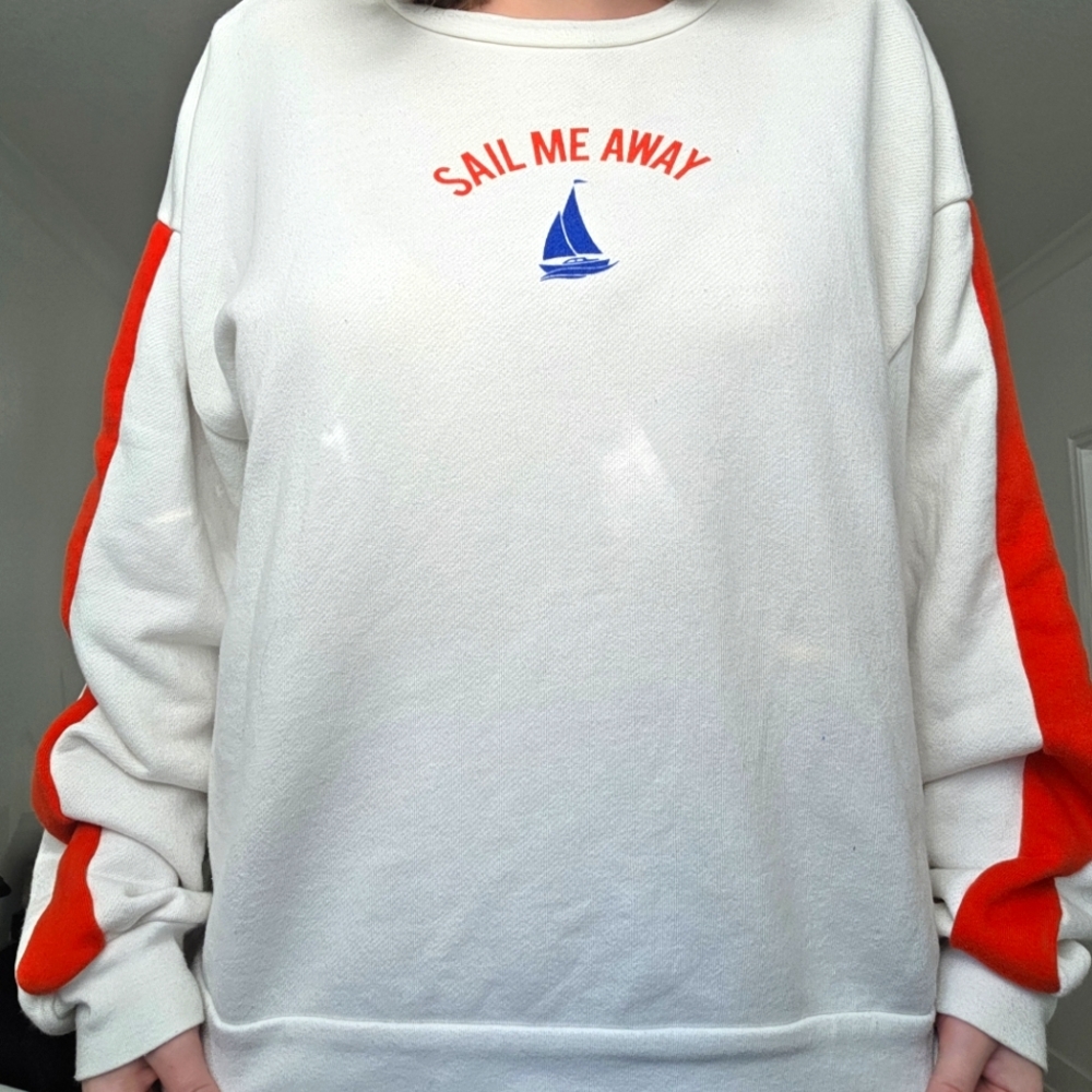White and Red "Sail Me Away" Forever 21 Women's Sweatshirt